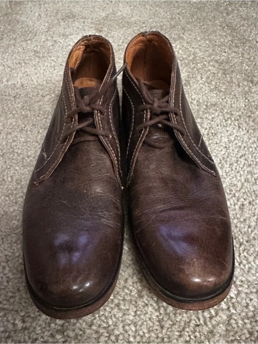 Bed Stu Brown Distressed Leather Cobbler Series Boots Chukka 8.5 Lace Up Mens